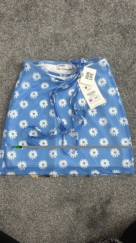 Bershka mini blue skirt with - bershka,