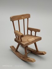 Vintage Wooden Dolls House Furniture Rocking Chair