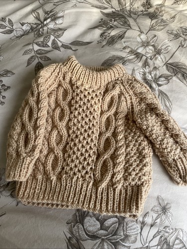 Hand knitted boy girl beige - girl,
