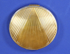 Vintage Le Rage Powder Compact - Goldtone - Sunburst Pattern