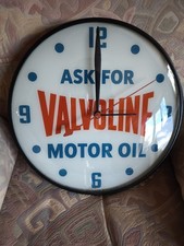 American 1930s/40s Valvoline Service Station Wall Clock Near Mint Glass and Face