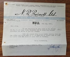 1950 N.R Burnett Timber & Builders' Merchant, Albert Mill, Popple St, Hull Order