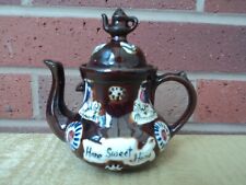 VINTAGE SMALL/MINIATURE BOAT/BARGE WARE TREACLE GLAZE TEA POT - UNUSUAL (MINT).