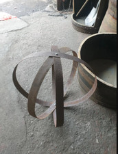 Garden Metal Sphere Sculpture Reclaimed Rusty Whisky Barrel hoop ring 57-65cm