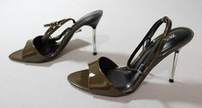 Zara Women's Patent Effect High Heel Sandals AC2 Khaki Green US:6.5 EU:37 UK:4 