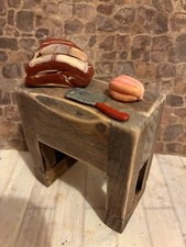 Dolls House 1/12 Scale Miniature Customised Butchers Block Table & Accessories 
