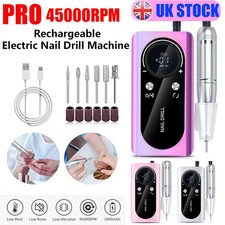 45000RPM Pro Electric Nail File Drill Machine USB Portable Manicure Pedicure UK
