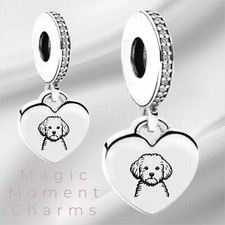 Sterling Silver S925 - COCKAPOO HEART CHARM - Cockerpoo Poodle Cavapoo Bichon