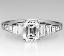 NEW SILVER SQUARE CUT ART DECO