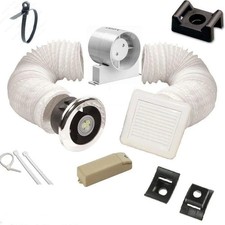 AirTech-UK - Inline Bathroom Extractor Fan Kit with Timer 100mm 4" duct opening