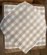 PAIR OF OKA CUSHION COVERS NEUTRAL CHECK 20 INCH SQUARE