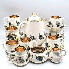 Prinknash Pottery Tea set for Five + Goblet & two Creamers ( total 17 items )