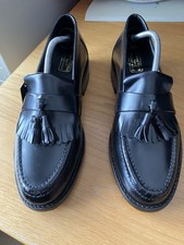 New Mens shoes size 7 Black Leather tassle loafers Handmade Samuel Windsor 