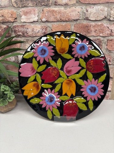 Large fused art glass - large, black