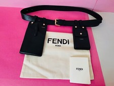 Fendi Black Leather Vitello Glacier Utility Belt Pouch Phone Card Holder. 