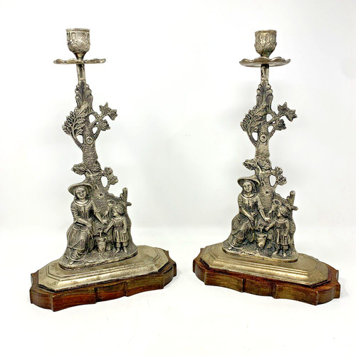 Silverplated candle holders - silverplated,