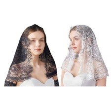 Church Head Scarf Mantilla Veil Latin Mass Lace Headwrap for Religious Occasion