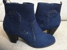 Blue Suade Ankle Boots Size 4