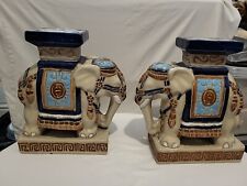 Vintage Pair  Of Elephant Ceramic Plant Stand Book stand Ornament  24cm / 9.5 "