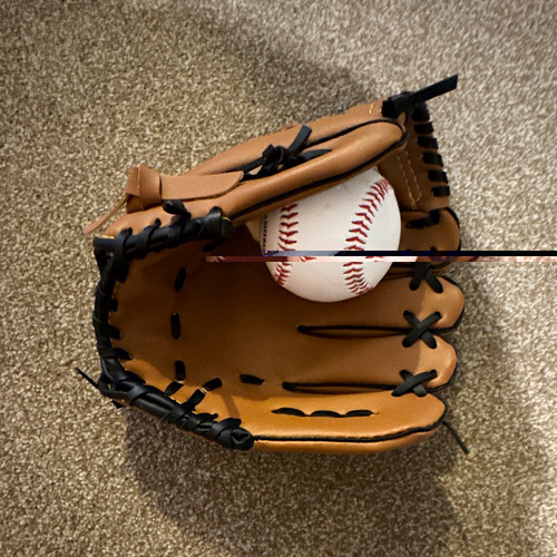 Brown black leather baseball - brown/black,