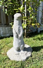 Vintage Large Standing Otter Weathered Stone Concrete Garden Ornament Statue