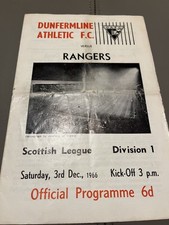 Dunfermline Athletic FC v Glasgow Rangers FC Programme 1966/67