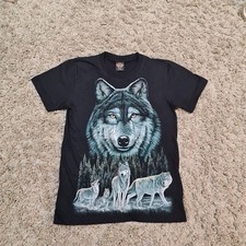 Vintage Rock Eagle Husky Shirt Single Stitch Wolf Graphic All Over Size Small