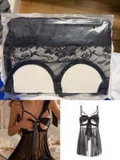 Sexy Black Sheer Lace Babydoll