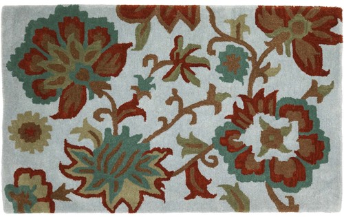 Wool rug flowers 100x150 gray - flowers,