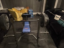 marcy weight bench with weights ,barbell,used 