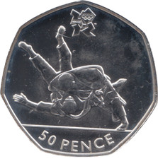 2012 Olympic 50p Coin .925 Silver BUNC Judo London Olympics Royal Mint