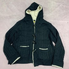 Vintage Knitted Hoodie Cable Knit Patterned Chunky Hooded Sweater Women's 2XL