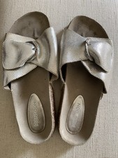 Lovely Monsoon Silver Leather Slip On Sandals Size 5 Worn Couple Times