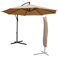 3M LARGE MOCHA + COVER CANTILEVER OUTDOOR PARASOL SUN SHADE PATIO UMBRELLA