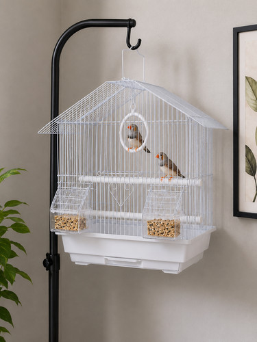 Pitched roof bird cage x - bird, 15"