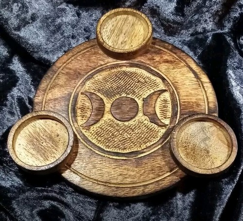 Wiccan wooden triple moon tea - wiccan,