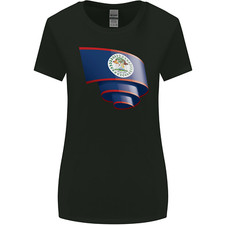 Curled Belize Flag Belizean Day Football Womens Wider Cut T-Shirt