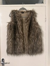 F&F Brown Faux Fur Gilet UK 14