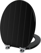 Angel Shield Wooden Soft Close Quick Release Toilet Seat Black Tongue & Groove N