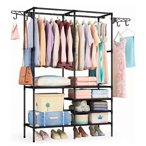 Double rod clothes rack with - clothes,