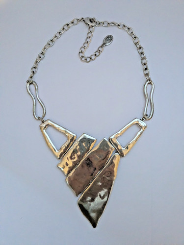 Silver tone metal statement - metal,