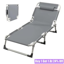 Garden Reclining Sun Lounger Folding Chair Bed Rocker Recliner Beach Camping UK