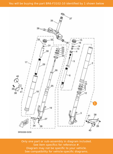 Yamaha front fork - front, assy