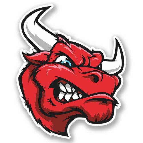 Red mad bull vinyl sticker - x,