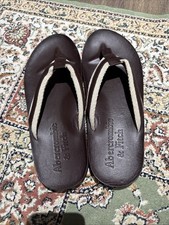 Abercrombie & Fitch Mens Leather Flip Flops (M) UK8-9 Online Exclusive Brown WHT