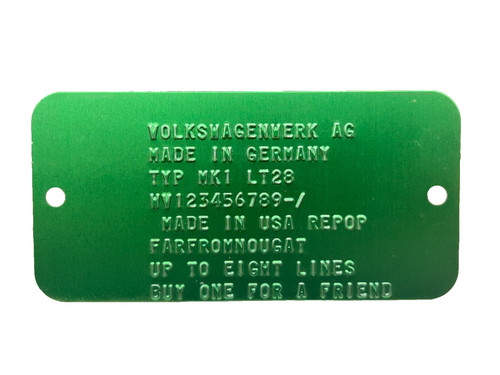 Aluminum data plate tag - plate,