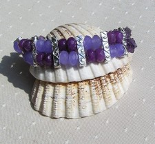 Alexandrite, Purple Jade & Amethyst Gemstone Crystal Beaded Bracelet "Heather"