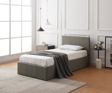 Home Lavendon Single Side Open Ottoman Bed Frame- Grey | Lift-up storage bed