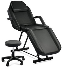 Beauty Bed Adjustable Massage Table Spa Salon Bed Lash Tattoo Recliner w/Stool