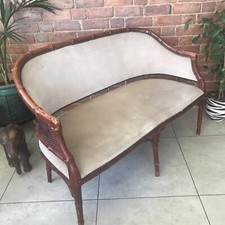 Vintage Bamboo twin seat sofa settee reading chair conservatory garden room loun